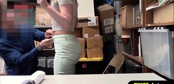  Petite teen caught and punish fucked in the back office